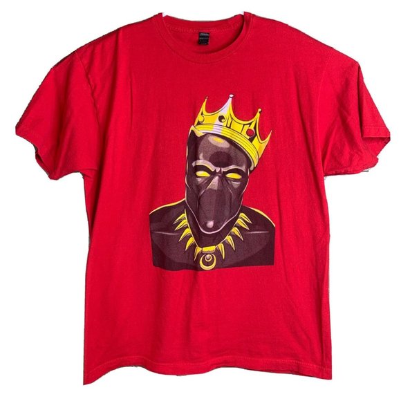 Notorious T'-Cha-Lla Black Panther Notorious BIG Mashup Red Graphic Tee XL - Picture 1 of 6